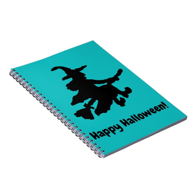 Caderno Espiral Black Witch on Teal - Happy Halloween  (Lado Direito)