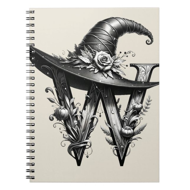 Caderno Espiral Black Witchy - Letra W Magic Spell (Frente)