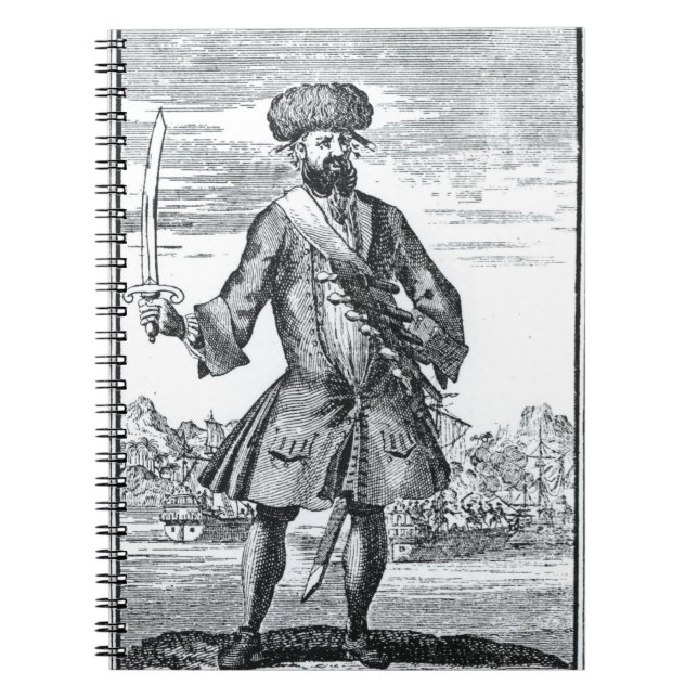 Caderno Espiral Blackbeard o pirata, 'de uma história geral de (Frente)