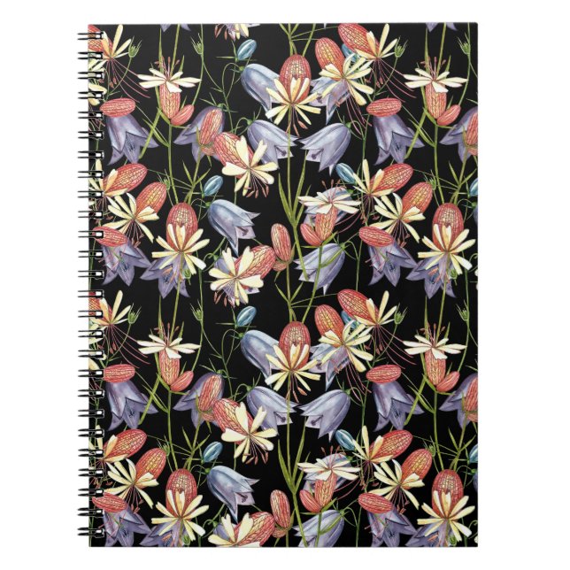 Caderno Espiral Bladder Campion Bells: Watercolor Floral (Frente)