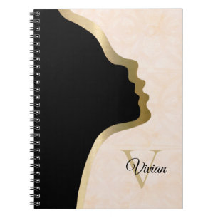 Caderno Espiral Blanc Cream Batik Black E Dourado Face Name