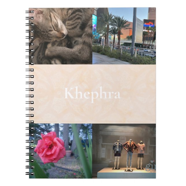 Caderno Espiral Blanc Cream Batik Collage e nome (Frente)