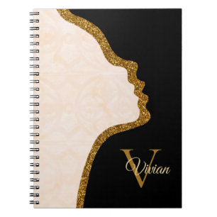 Caderno Espiral Blanc Cream Black E Dourado Face De Brilho