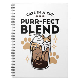 Caderno Espiral Blend Puro: Arte de Gato e Café para Pet-Lovers