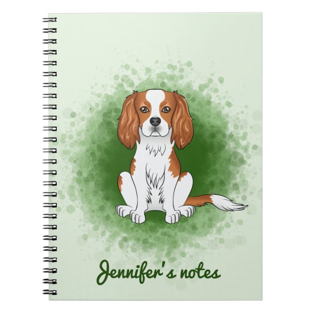 Caderno Espiral Blenheim Cavalier King Charles Spaniel Em Verde (Frente)