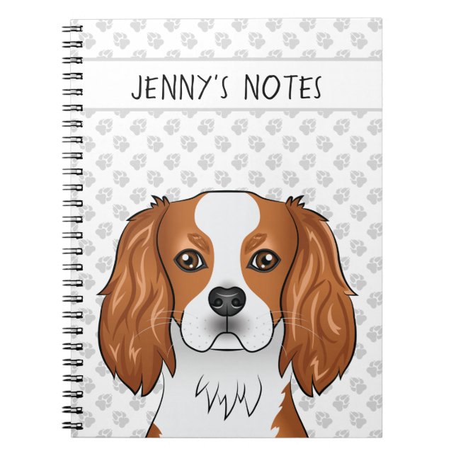 Caderno Espiral Blenheim Cavalier King Charles Spaniel & Texto (Frente)