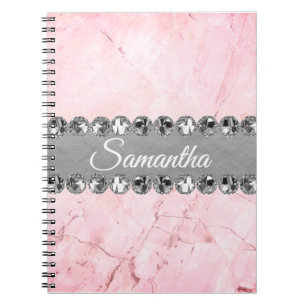 Caderno Espiral Bling do Diamond da Mármore Rosa