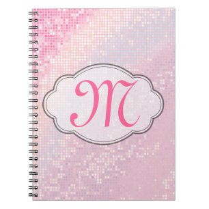 Caderno Espiral Bling Glitter Girly Pin Monograma Nota Inicial
