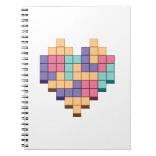 Caderno Espiral Block Game Heart Retro Style