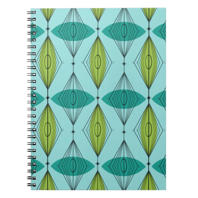 Caderno Espiral Bloco de Anotações de Ogee Starbursts (Frente)