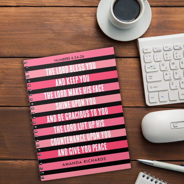 Caderno Espiral Bloco de anotações de oração listrado rosa (Criador carregado)