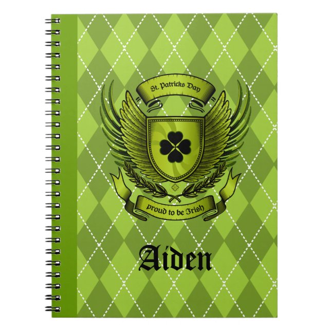 Caderno Espiral Bloco de Anotações do Dia do Descanso Irlandês (Frente)