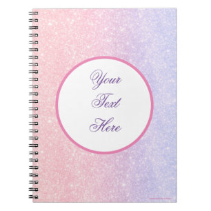 Caderno Espiral Bloco de Anotações Glitter de Nome Personalizado C