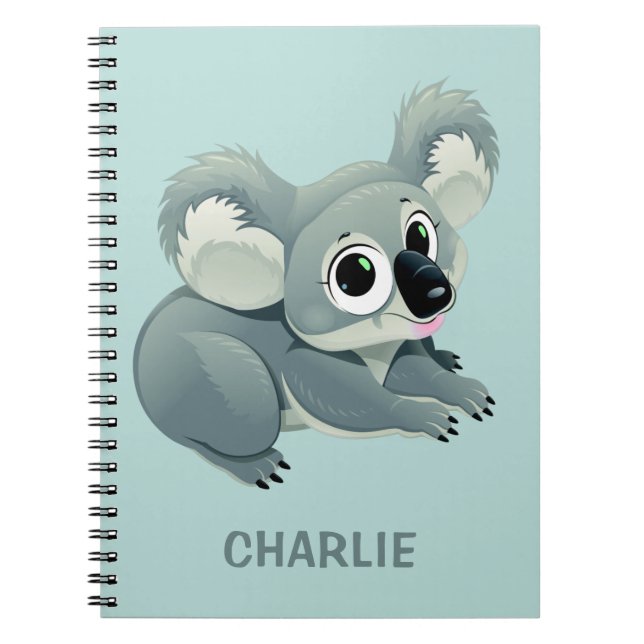 Caderno Espiral Bloco de anotações personalizado de nome Koala (Frente)