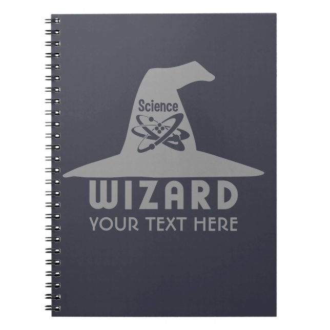 Caderno Espiral Bloco de anotações personalizado do Science Wizard (Frente)