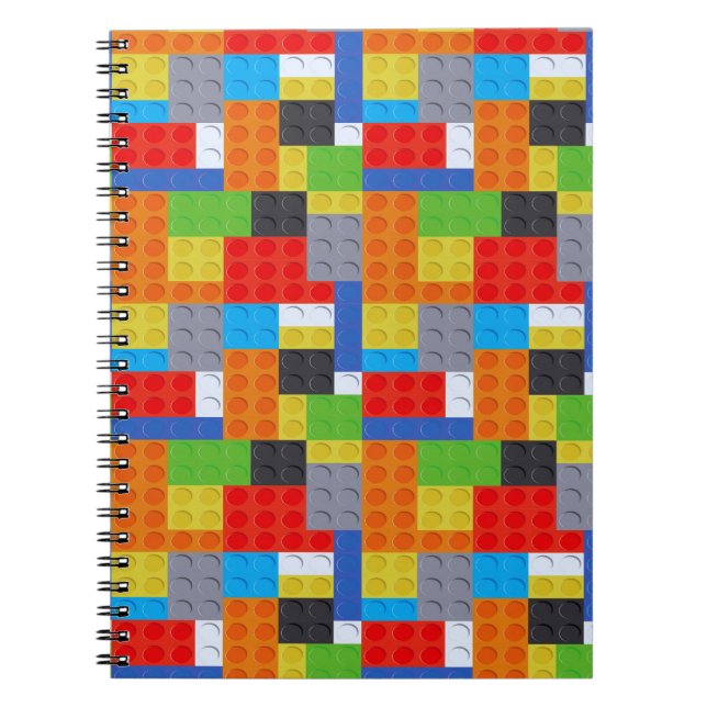 Caderno Espiral Bloco de construção azul verde laranja (Frente)
