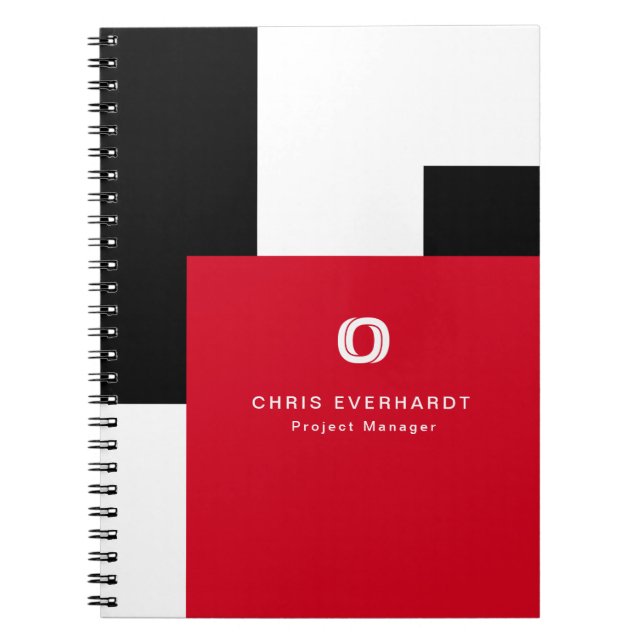 Caderno Espiral Bloco de Cores Moderno Simples Vermelho Branco e P (Frente)