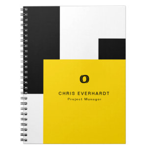 Caderno Espiral Bloco de Cores Simples Moderno Amarelo Branco e Pr