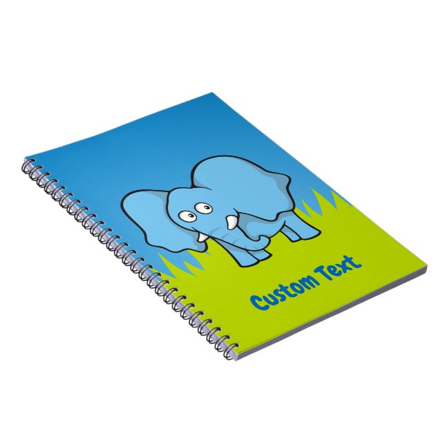 Caderno Espiral Bloco de desenho animado de elefante azul (Lado Direito)