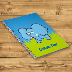 Caderno Espiral Bloco de desenho animado de elefante azul
