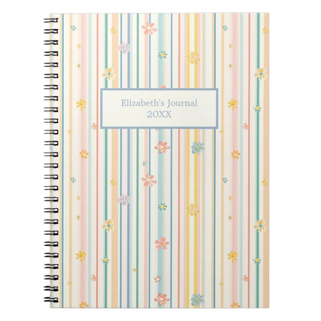 Caderno Espiral Bloco de Diários de Flores de Pastel (Frente)