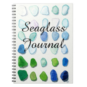 Caderno Espiral Bloco de Diários de vidro marinho, vidro de praia