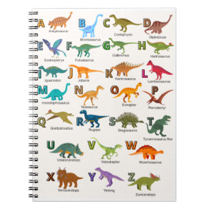 Caderno Espiral Bloco de dinossauros ABC 