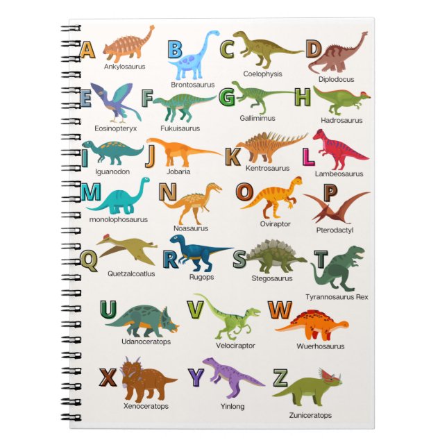 Caderno Espiral Bloco de dinossauros ABC  (Frente)