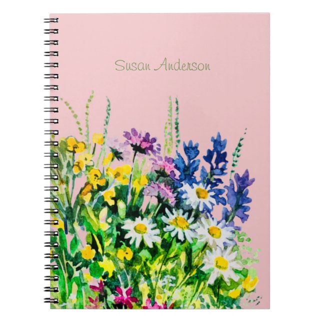 Caderno Espiral Bloco de flores silvestres de verão (Frente)