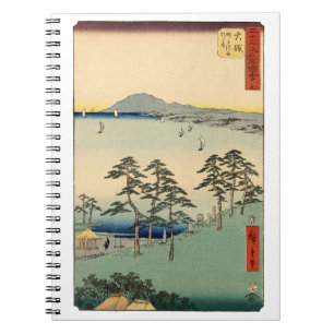 Caderno Espiral Bloco de madeira flutuante japonês Ukiyo-e
