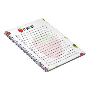 Caderno Espiral Bloco de Notas Adesivo de Lista de Tarefas Morango