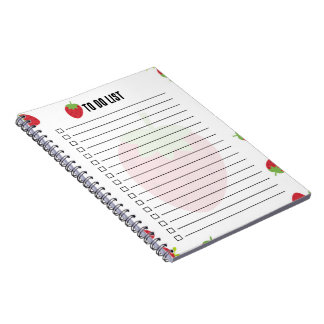 Caderno Espiral Bloco de Notas Adesivo de Lista de Tarefas Morango