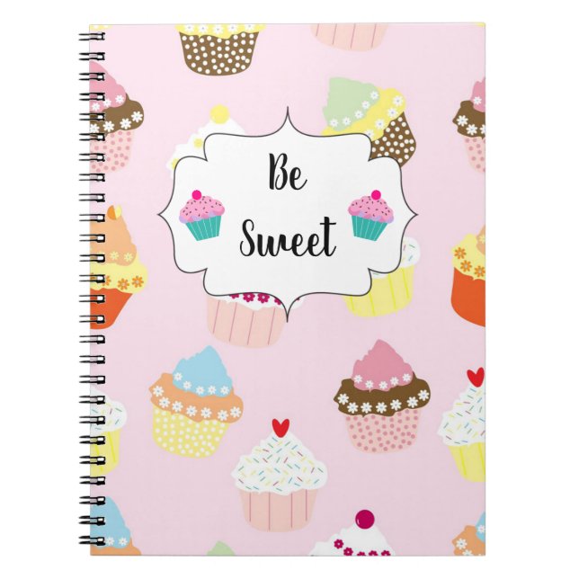 Caderno Espiral Bloco de notas bonitinho de padrão de Cupcake Past (Frente)