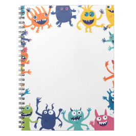 Caderno Espiral Bloco de Notas Colorido de Monstros Fofos para Cri