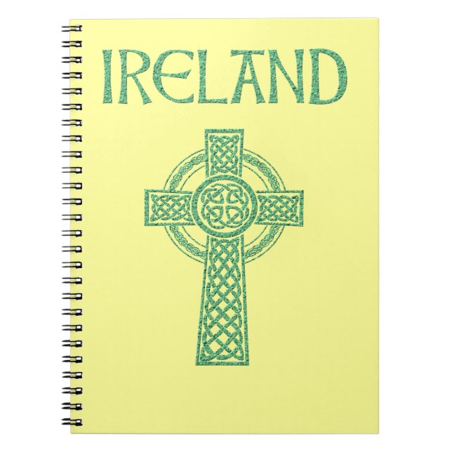 Caderno Espiral Bloco de Notas da Cruz Celta da Irlanda (Frente)