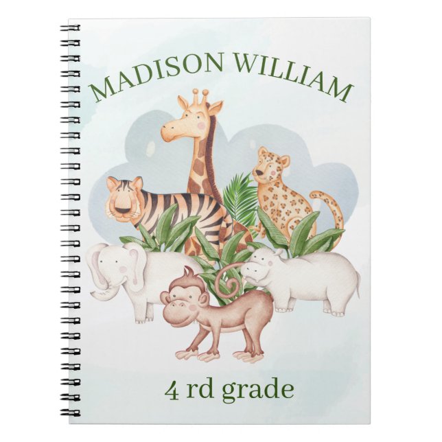 Caderno Espiral Bloco de Notas de Animais Selvagens 4Rd Grau (Frente)