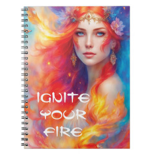 Caderno Espiral Bloco de notas de arte digital Fada de Fogo