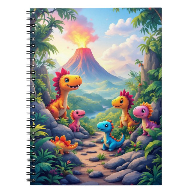 Caderno Espiral Bloco de Notas de Aventura dos Dinossauros - Diver (Frente)