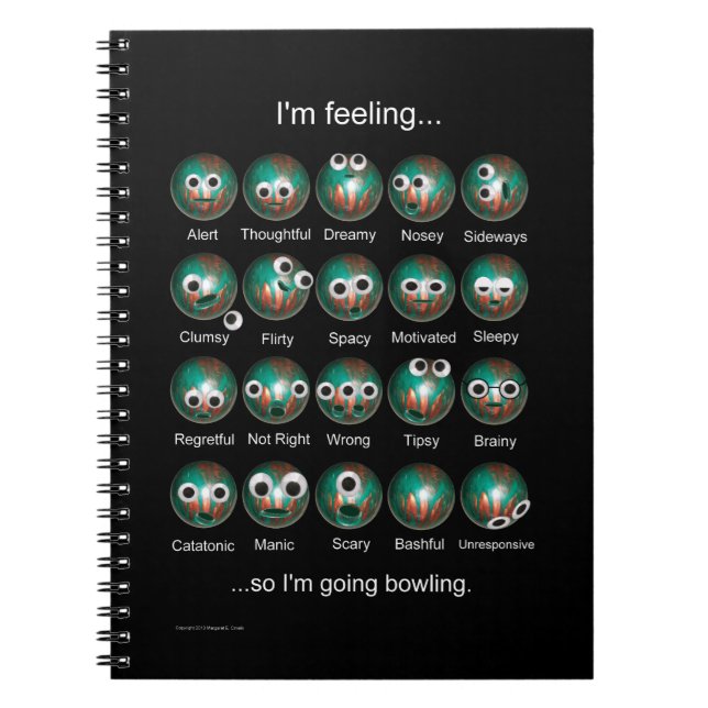 Caderno Espiral Bloco de Notas de Emoções de boliche (Frente)