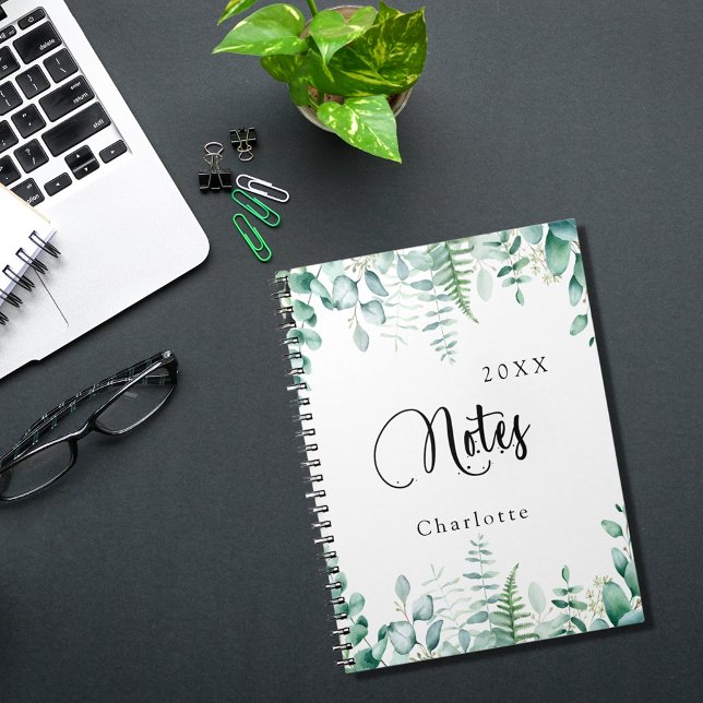 Caderno Espiral Bloco de notas de erva verde Eucalyptus (Criador carregado)