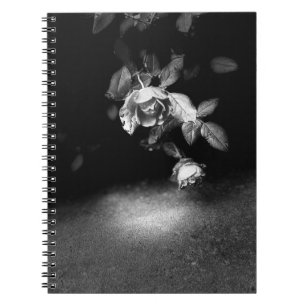 Caderno Espiral Bloco de notas de flor branca e preta