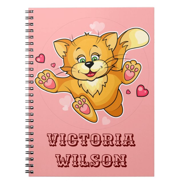 Caderno Espiral Bloco de Notas de Foto de Cat Personalizado (Frente)