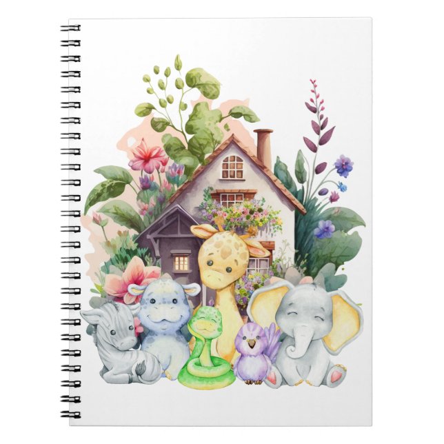Caderno Espiral Bloco de Notas de Foto Espiral de Animais Cons (Frente)