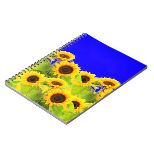 Caderno Espiral Bloco de Notas de Girassóis - Cores de Bandeira da