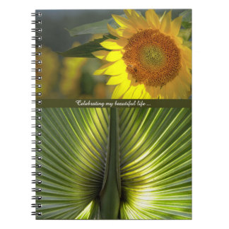 Caderno Espiral Bloco de notas de girassol e palma personalizado