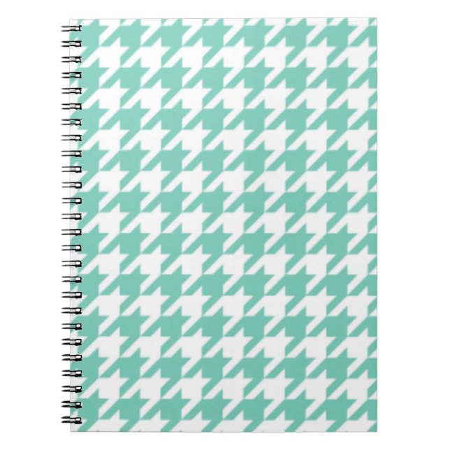 Caderno Espiral Bloco de notas de Houndstooth de turquesa (Frente)