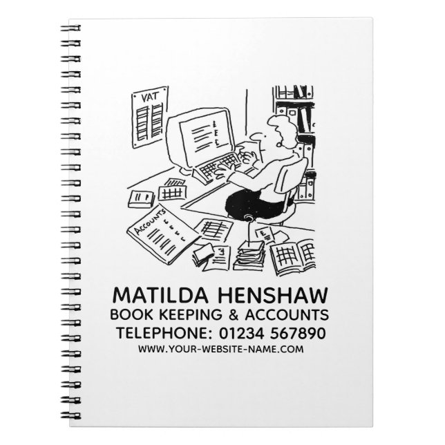 Caderno Espiral Bloco de Notas de Manutenção de Livro e Contas (Frente)