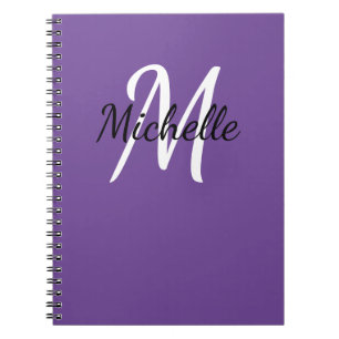 Caderno Espiral Bloco de Notas de Monograma Personalizado em Púrpu