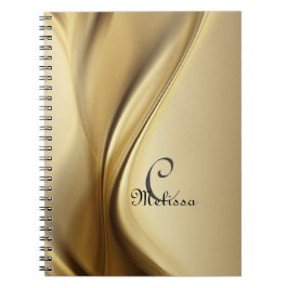 Caderno Espiral Bloco de Notas de Nome do Monograma Dourado Modern