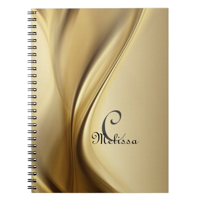 Caderno Espiral Bloco de Notas de Nome do Monograma Dourado Modern (Frente)